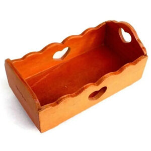 Vtg Robert Raikes Nursery Miniature Rocking Crib Bear Brown Wooden Furniture